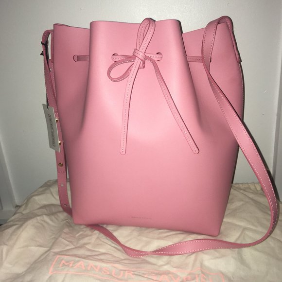 NWT MANSUR GAVRIEL Large Pink Leather Bucket Bag - Picture 1 of 6
